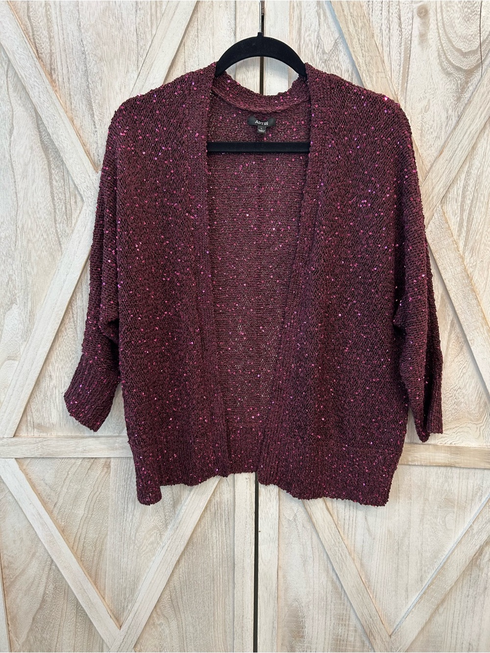 Apt. 9 Burgundy Sparkle Open-Front Cardigan